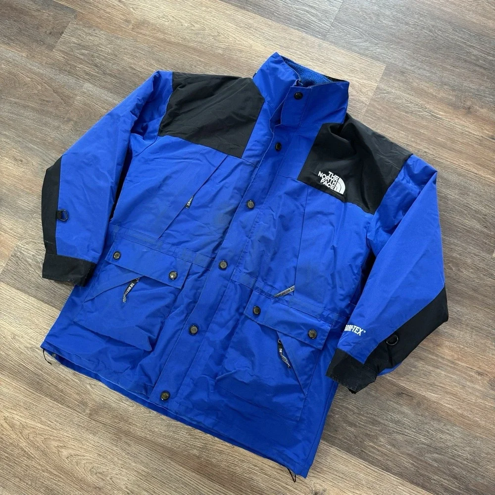 VTG The North Face TNF Goretex Blue Coat‎ Sz L FAIR READ